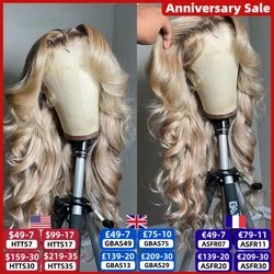 Ash Blonde Wigs Human Hair 180 Density 13x4 13x6 Body Wave Lace Front Wig for Women Glueless Ombre Blonde Colored Lace Front Wig