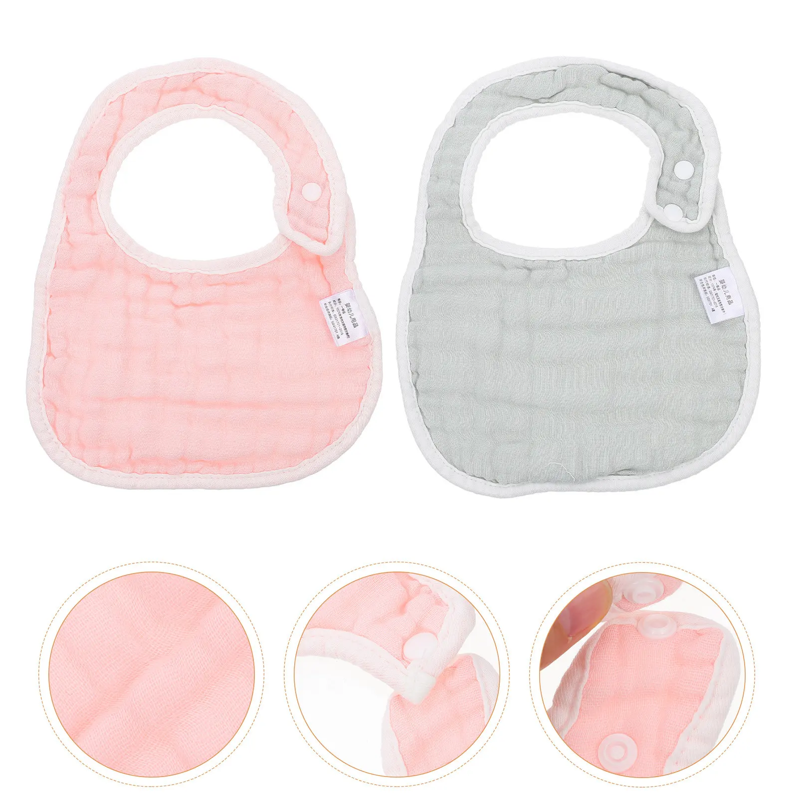 

2Pcs Infant Cotton Bibs Soft Gauze Baby Bandana Baby Drooling Towels Lightweight Newborn Protective U-Shaped Bibs for Boys Girls