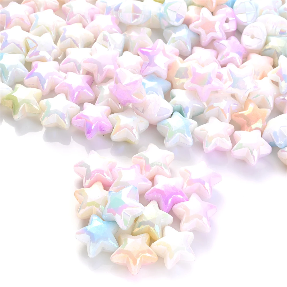 10 Stück 19 mm Macaron-Farbverlauf AB Flash Star Acrylperlen DIY Schmuckherstellungszubehör für Armbänder, Ohrringe, Halsketten – Detail 6