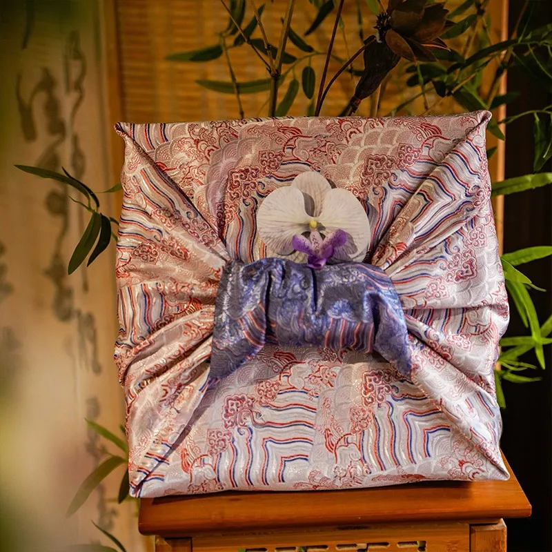 

70X70CM Oriental Jacquard Material Gift Box Packaging Furoshiki Portable Wrapping Towel Festival Mooncakes Wrapping Towel New