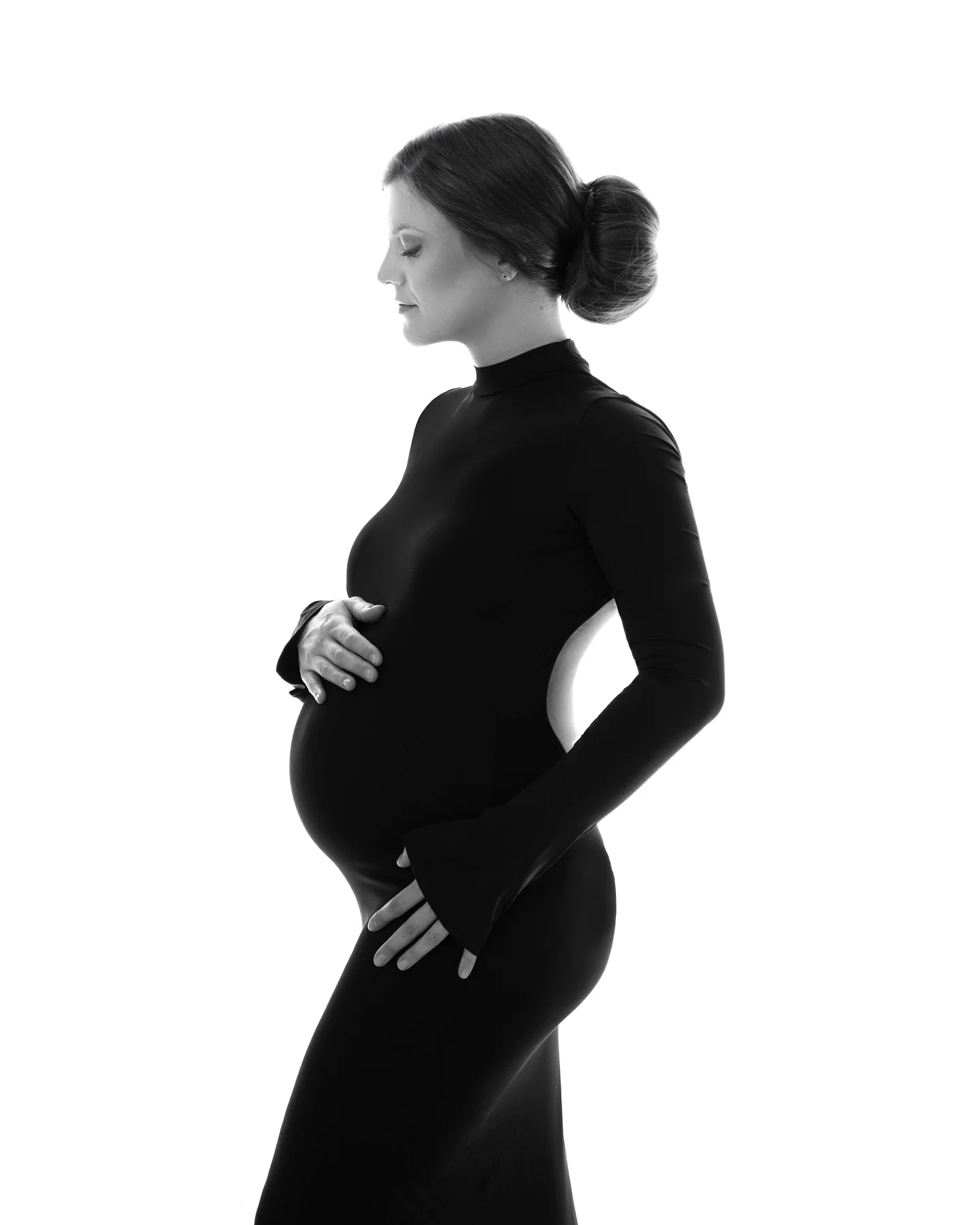 الصلبة اللون عارية الذراعين نصف الرقبة العالية مطاطا سليم صالح فستان الأمومة التصوير الدعائم فستان Bodycon ماكسي فساتين طويلة #6