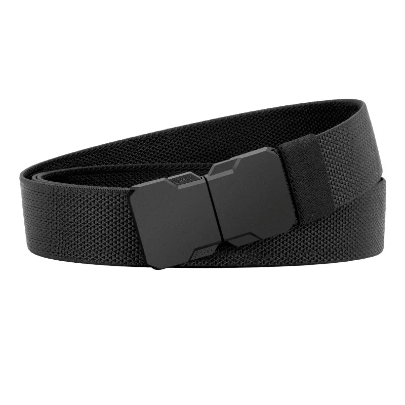 New elastic men's woven belt, outdoor sports alloy buckle tactical belt