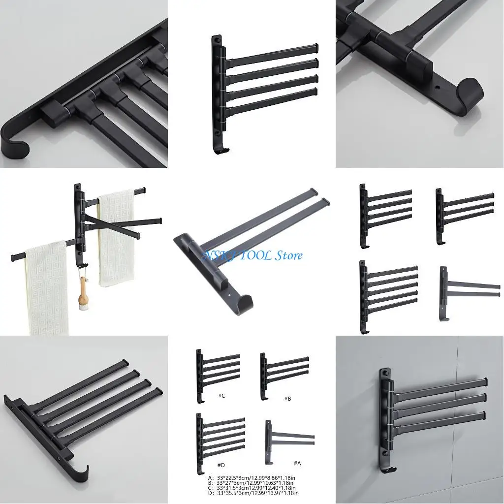 

L8RC Bathroom Foldable Towel Rack Multi-layer Layer Towel Bar Waterproof Towel Holder