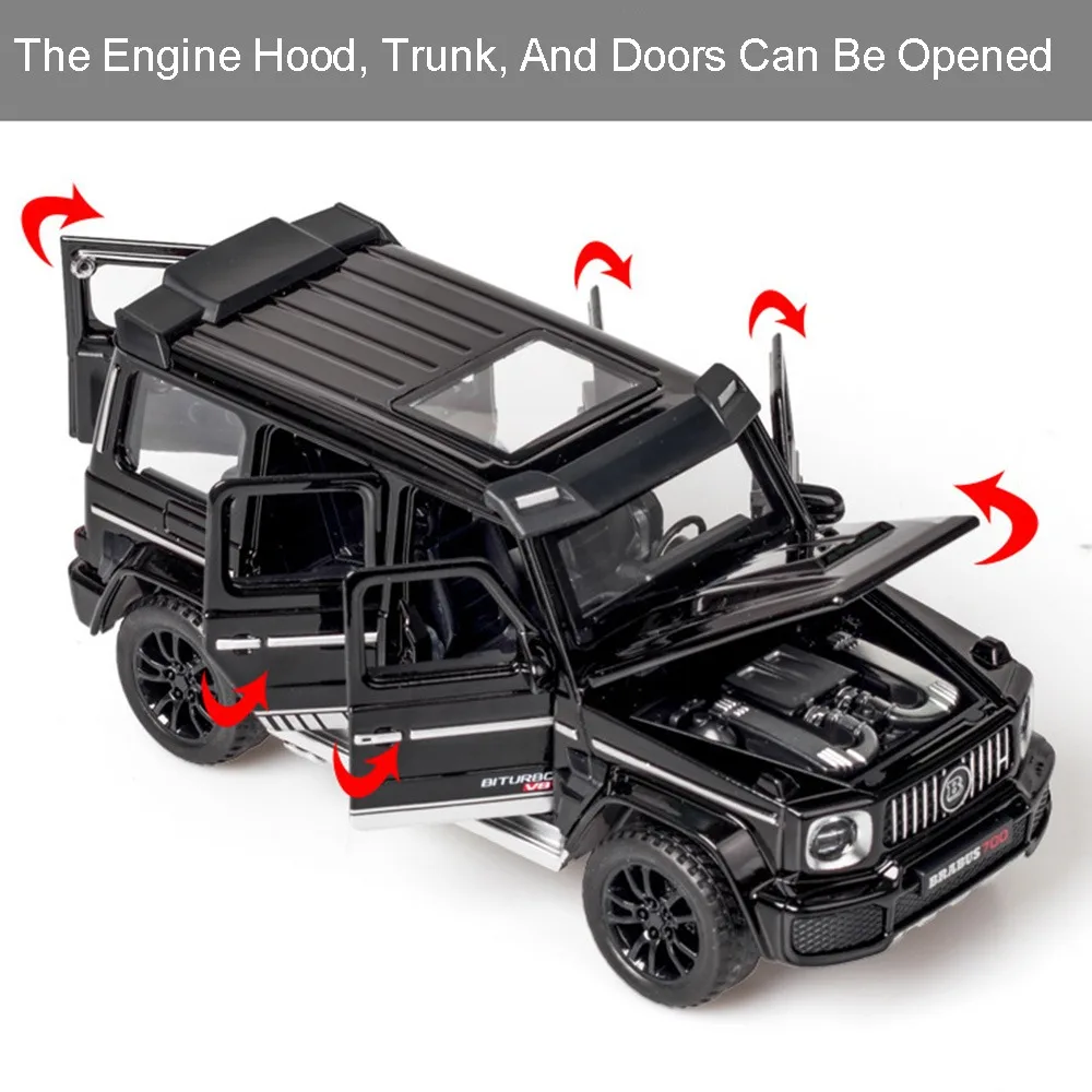 سيارة لعبة طراز G700 للأطفال ، سبيكة دييكاست مع سحب للخلف ، صوت وضوء ، 6 أبواب ، مجموعة مركبات مفتوحة على الطرق الوعرة ، هدية #6