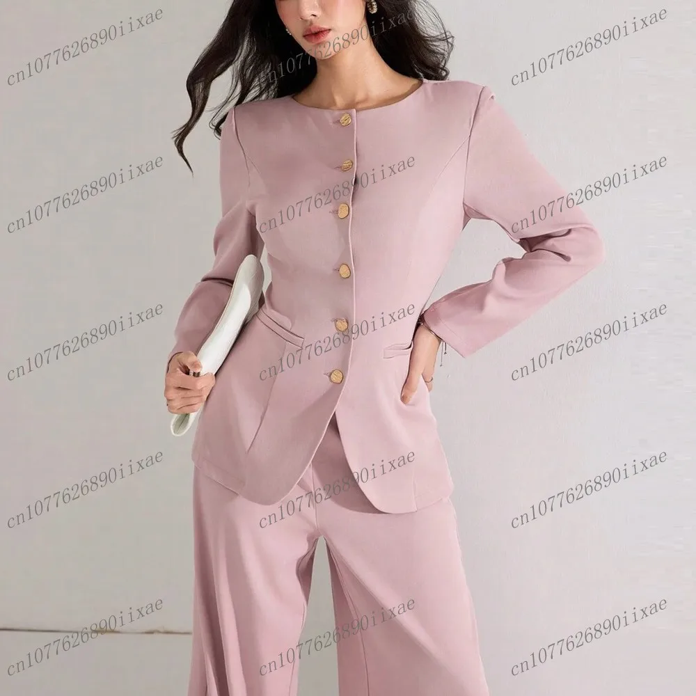 

New Style Pink Lady Formal Business Office Women Suits Mother Wedding Party Special Occasions Ladies Two-Piece Set Jacket Pants