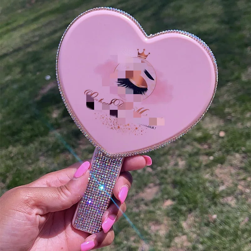 Handheld Makeup Mirror Square/Heart/Round Mirror with Handle Hand Mirror SPA Salon Compact Mirrors Cosmetic Mirror for Women