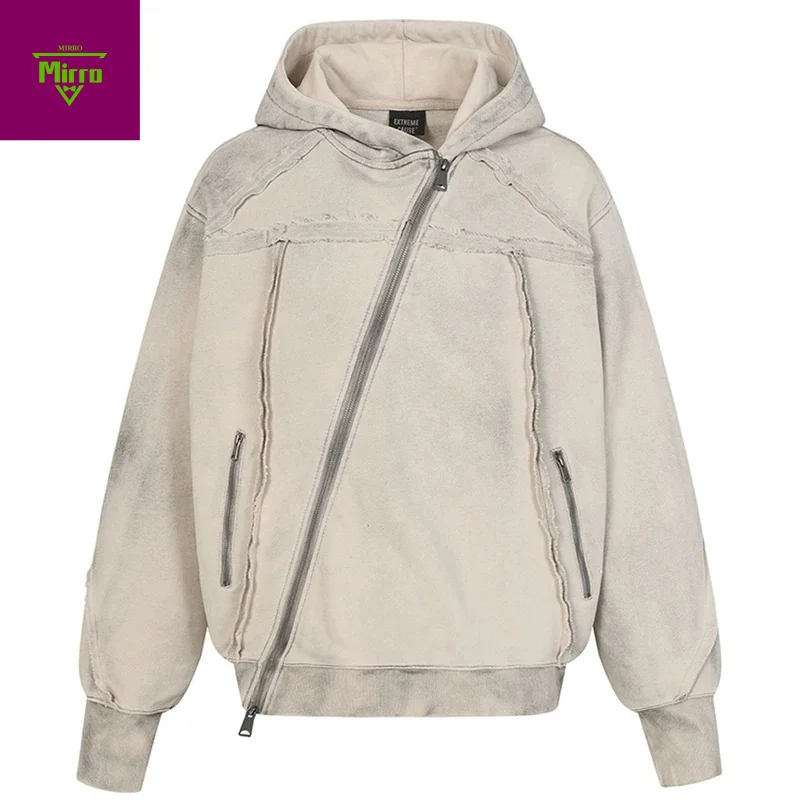 Irregular Patchwork Vintage Hoodies Men Streetwear Harajuku Hip Hop Hoodies Jackets Retro Oversized Y2K Sweatshirts