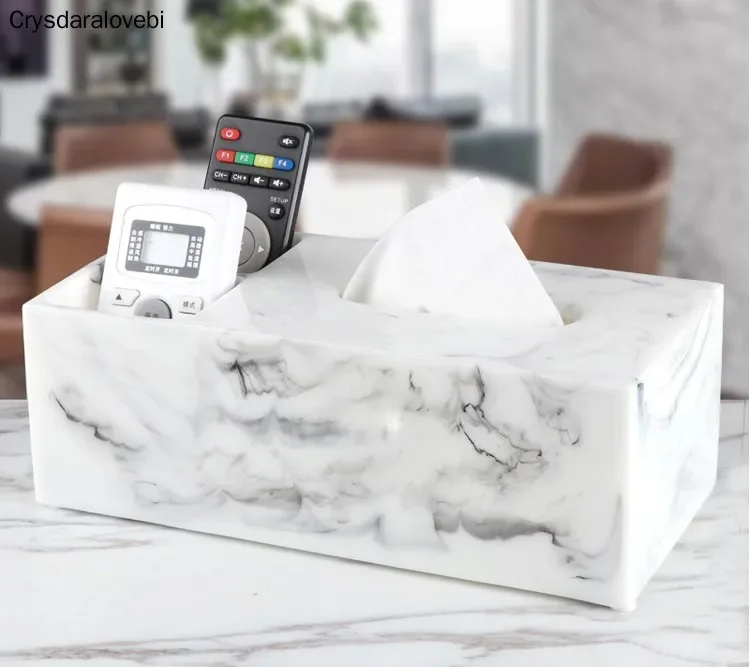 Nordic Creative Marble Resin Tissue Box Living Room Coffee Table Napkin Tray Modern Hotel Paper Towel Storage Box Home Decoratio