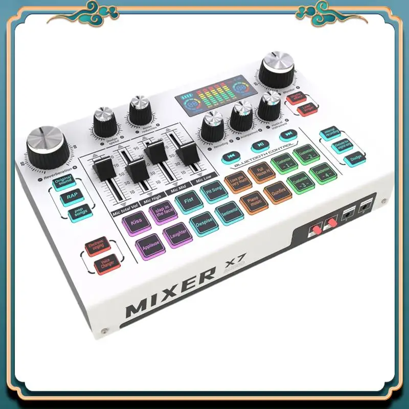 (신규)-X7 라이브 스트리밍 사운드 카드 보이스 체인저 DJ 믹서 효과 PC 스마트 폰 컴퓨터 오디오 인터페이스 콘솔 카드