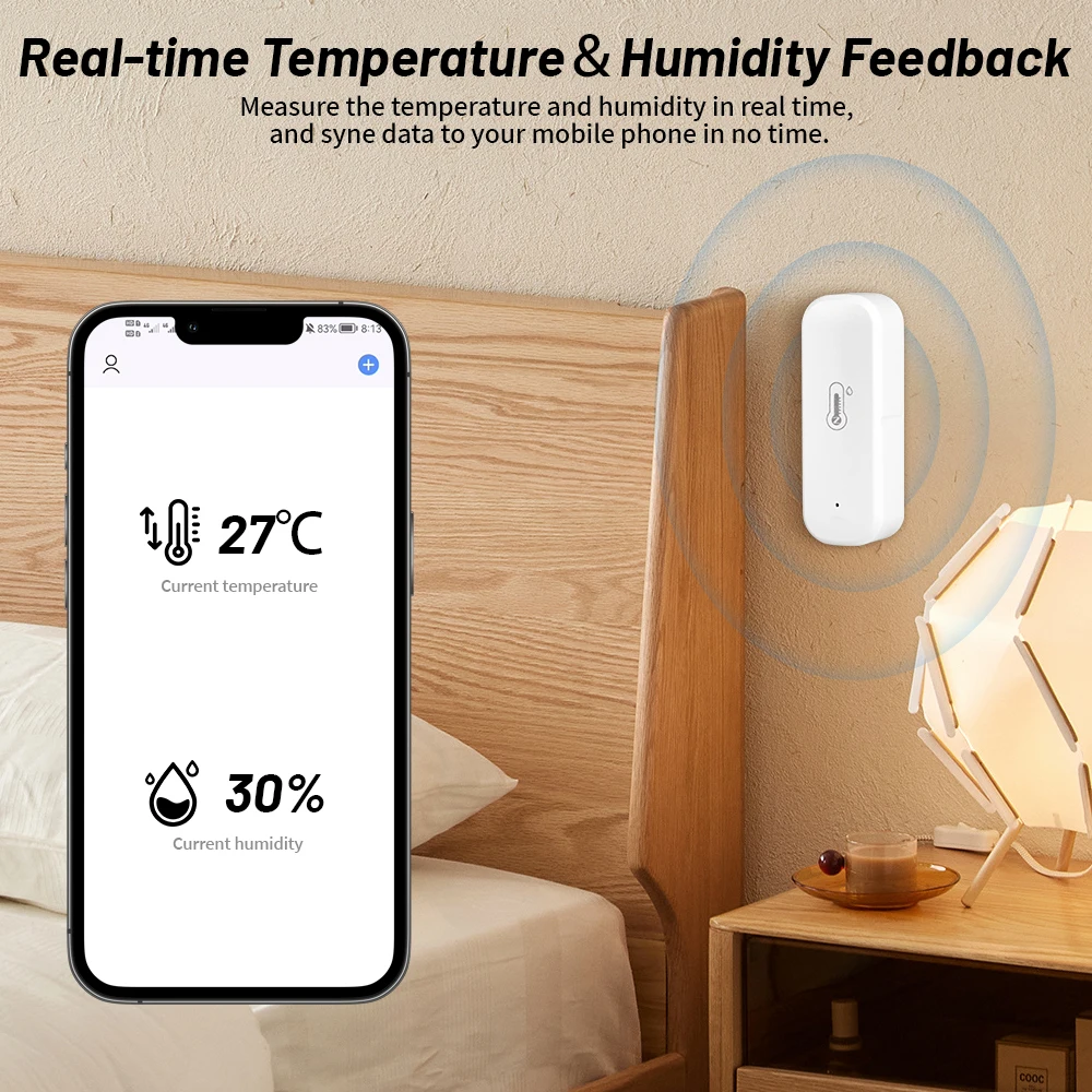 1-4pcs Tuya Smart Zigbee Temperature And Humidity Sensor Indoor Thermometer Hygrometer Monitoring Works With Alexa Google Home