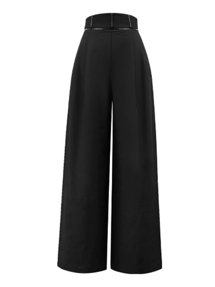 Pantaloni lunghi larghi larghi formali da lavoro neri Pantaloni eleganti da donna Mujer a vita alta con pieghe Pantaloni Abiti casual da donna di moda
