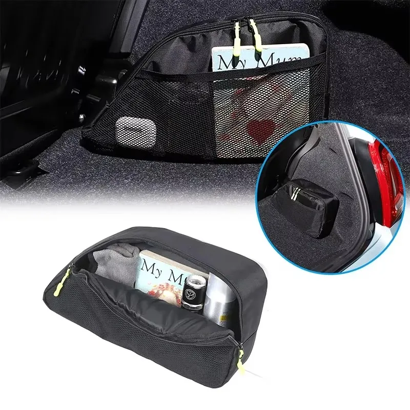 

For Fiat 500 2021-2024 Oxford Cloth Black Car Trunk Storage Bag Multifunctional Organizer Toolkit Interior Car Accessories