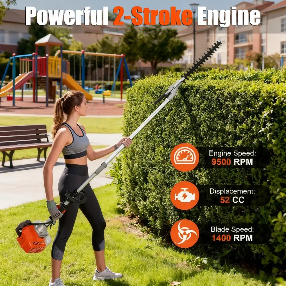 Weeding 5 in 1 Lawn Mower, 52CC Gas Grass Trimmer, Cordless Lawn Mower, 2-Stroke Brush Cutter, Handheld Chainsaw Hedge Pruner