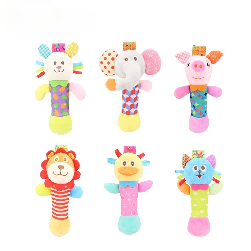 Plush Baby Rattle Toys Infant Rattle Hand Bell Stick Animal Mobiles Toy for Toddler Children Plush Bebe Toddler Toys Gifts