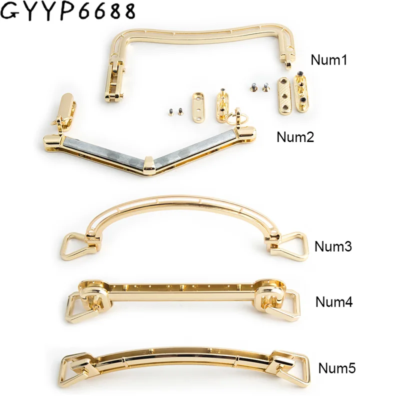 2-10PCS Light Gold Metal Bags Handles Buckles For Purses Frame Handbags Tote Shoulder Replacement DIY Bags Hardware Accessories