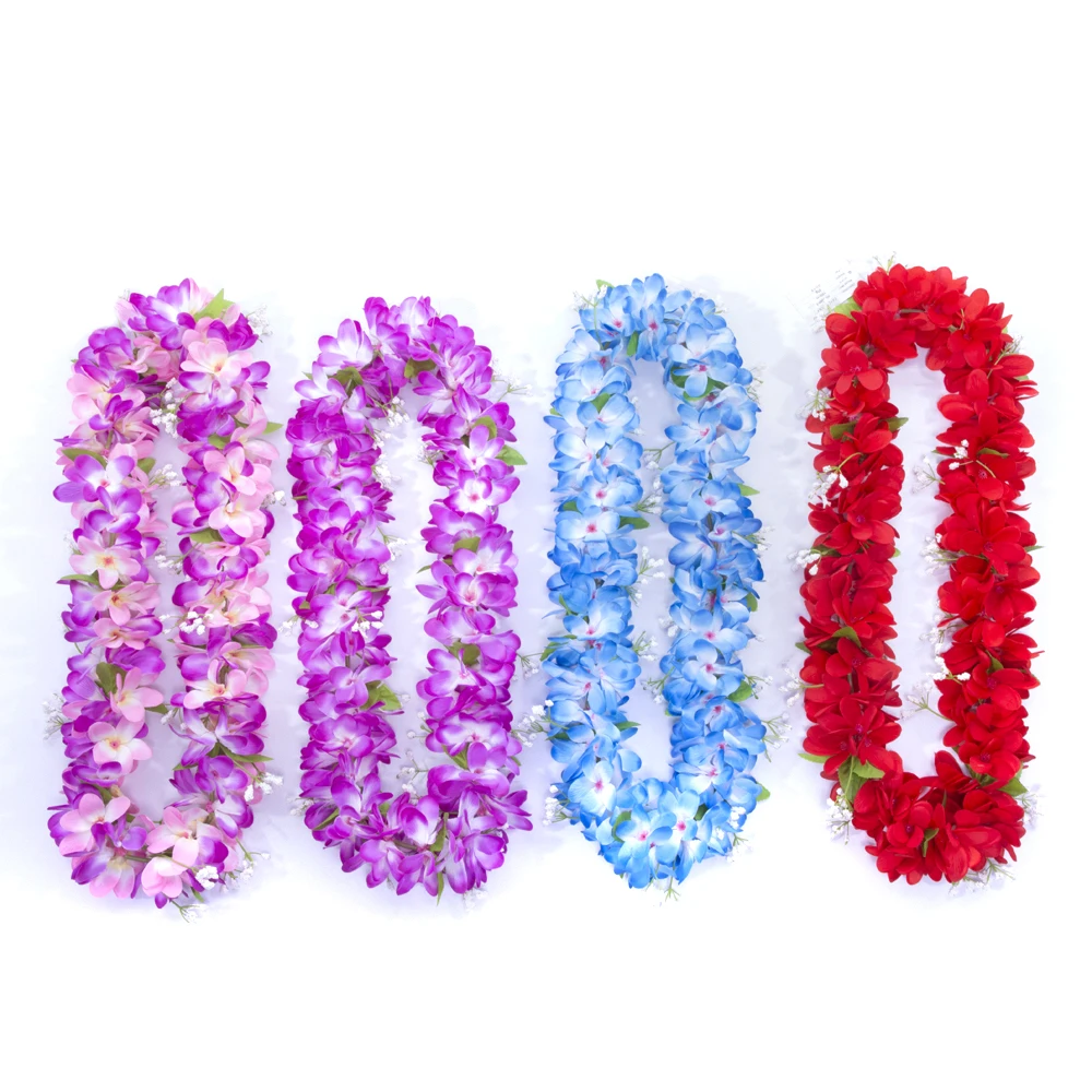 

Graduation Party Flower Necklace 50pcs/lot KN-hl009 110CM Artificial Velvet Plumeria Lei Hawaii Sun Beach Party Wreath Swag