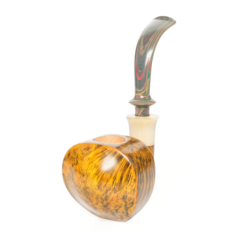 أنبوب التبغ القديم الثعلب براير أنبوب منحوت يدويًا هدية عيد الأب أنبوب على شكل درع فم مطاطي مبركن #3