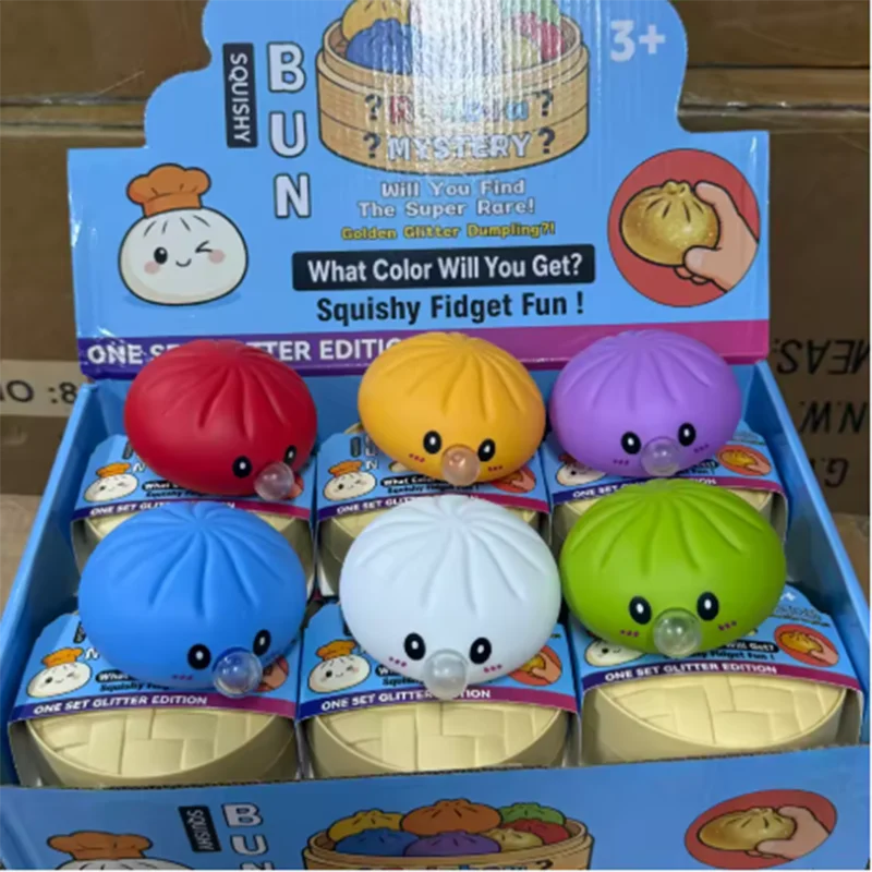 Aesthetic Bubble Puking Bun: Creative Blind Box Squeeze Toy, Realistic Food Ornament, Solid Gel Sensory Stress Reliever, New
