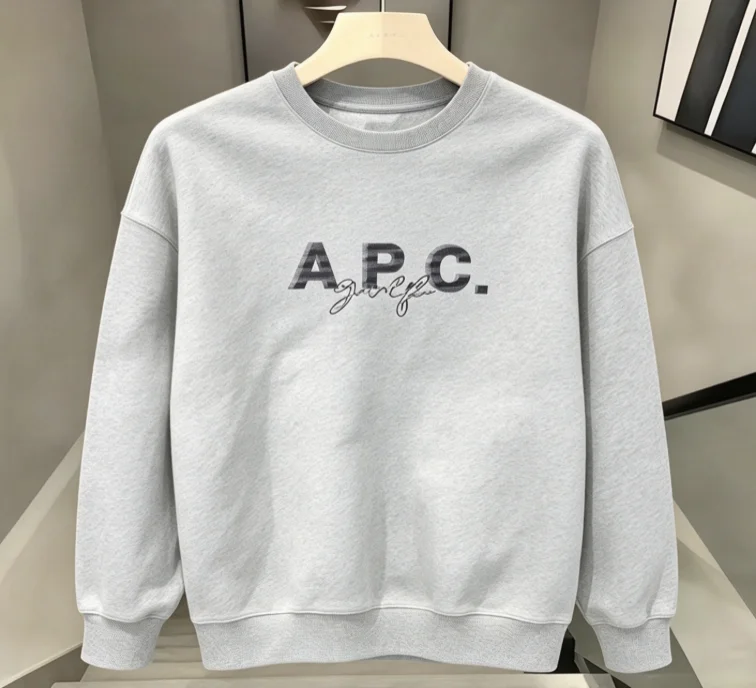 2026 new Minimalist commuter-style pullover with lettering and handwritten signature print on front. Loose heather gray fit