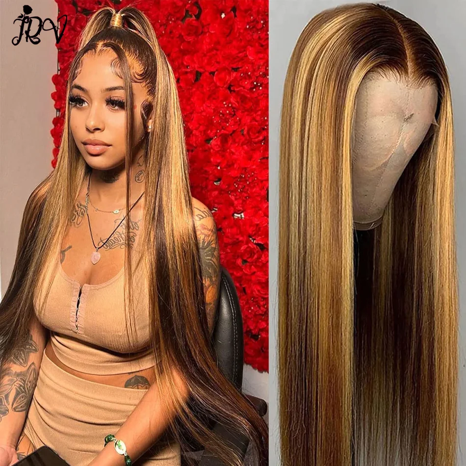 613 Straight Lace Front Human Hair Wigs 4/27 Colored 180% Density 13X4 HD Lace Front Human Hair Wigs 28 30inch