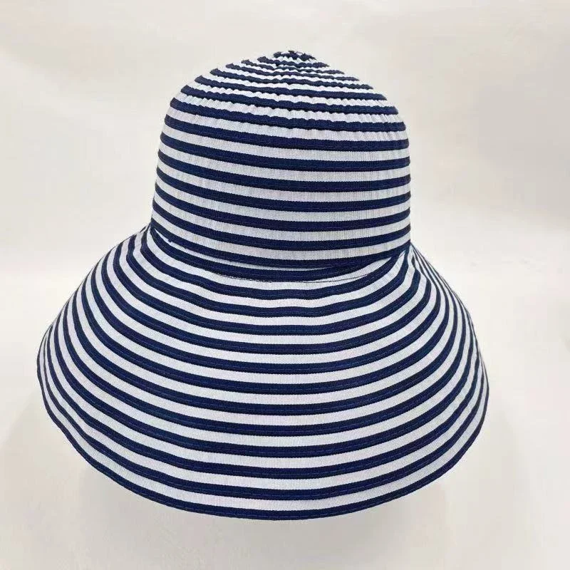 

Spring Summer Hats For Women Sunhat Foldable Striped Black White Wide Big Brim Sun Hat Female Outdoor Sunhats Travel Casual New