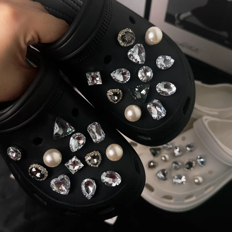 24-teiliges Sommer-Mode-Schuhcharms-Set, Zubehör für Clogs, Schuhschnallen, DIY Vintage-Edelsteine, Perlen, Diamanten, DIY 3D-Schuhdekorationen – Detail 3