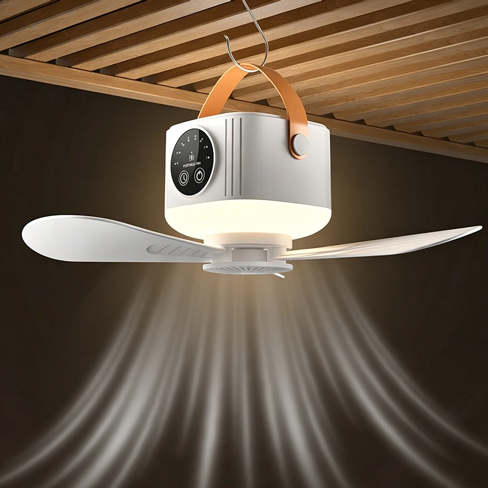 7200mAh New Portable Rechargeable Ceiling Fan Wireless USB Hanging Fan for Student Dorm Bed Outdoor Camping