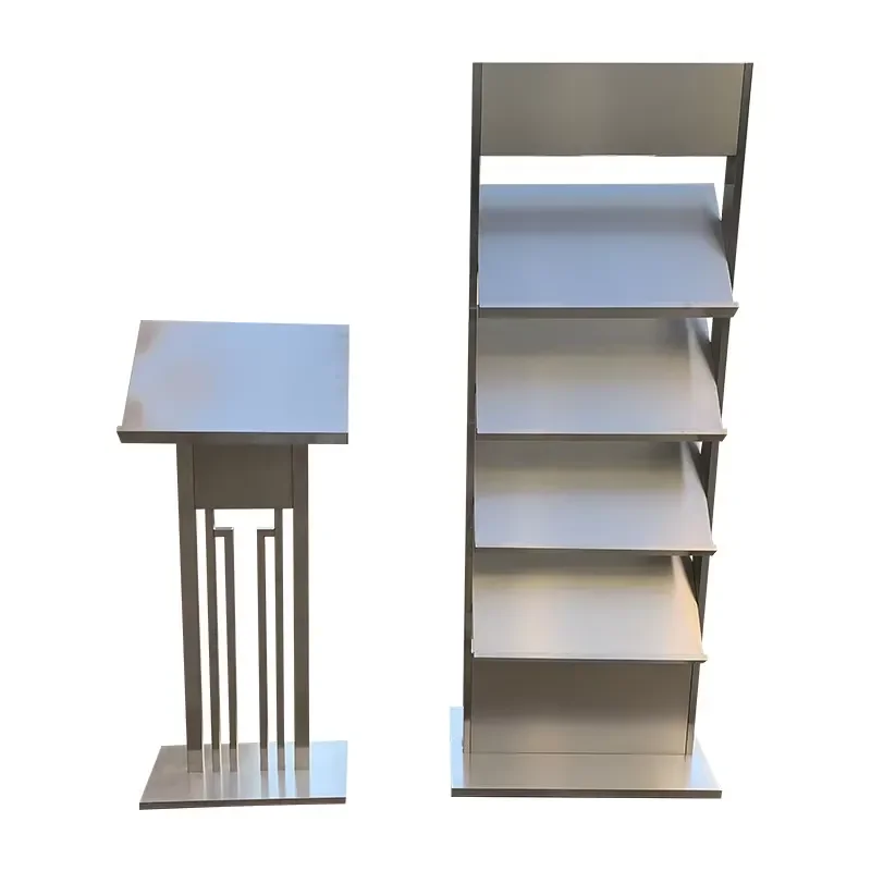 Stainless Steel 4 Tier Floor to Ceiling Magazine Rack Modern Durable Newspaper Display Shelf Multi Functional Book Storage