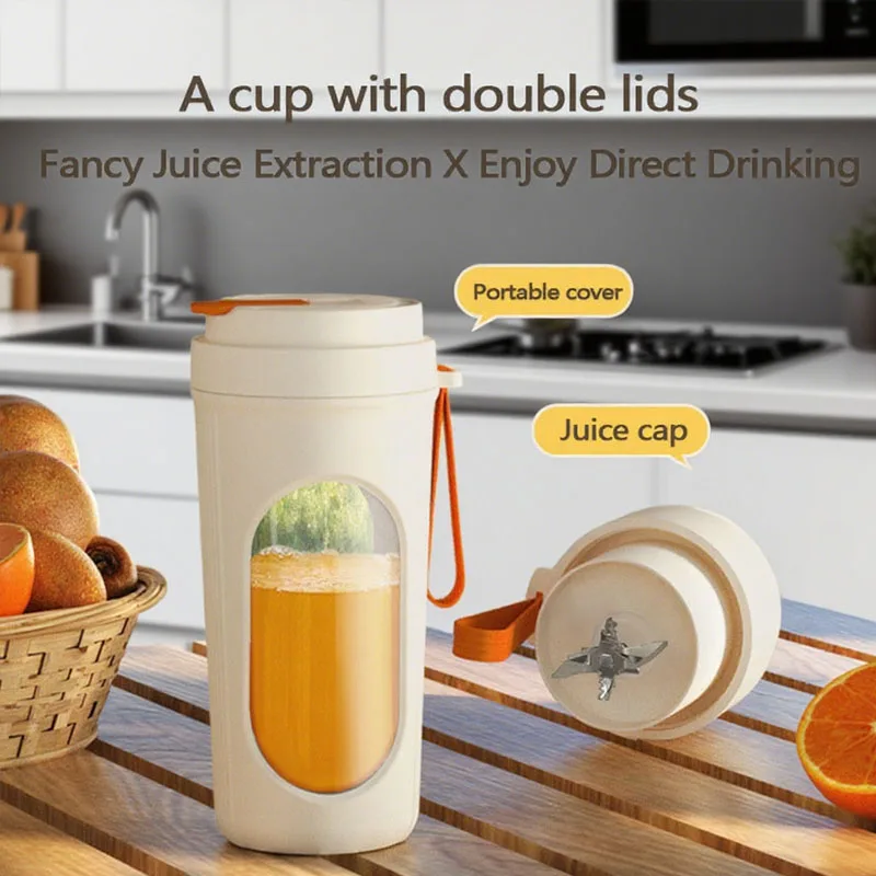 

1pc Dual Cup Juicer with Dual Lids - Versatile Juice Blender for Fresh Smoothies and Nutrient-Rich Beverages - Portable and Easy