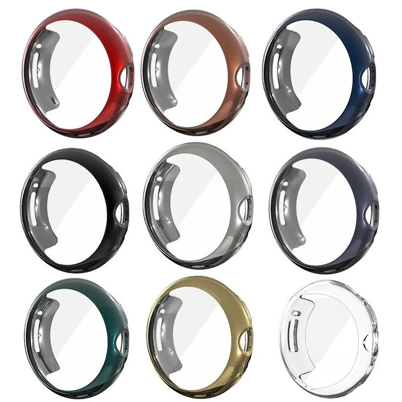 Integrated Electroplate Watch Case and Film for Google Pixel Watch 2 Electroplate TPU All-inclusive Soft Watch Case