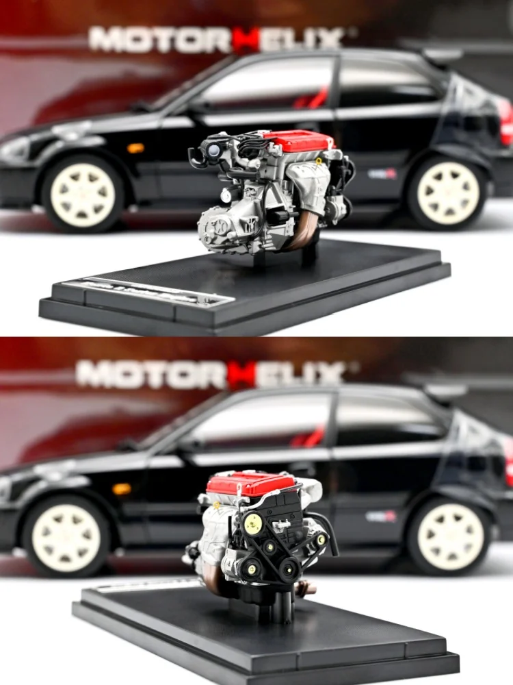 Civic Type R EK9 Modèle de voiture en alliage entièrement ouvert avec moteur, laissée 1:18, alliage JDM noir, simulation, édition limitée, cadeau jouet