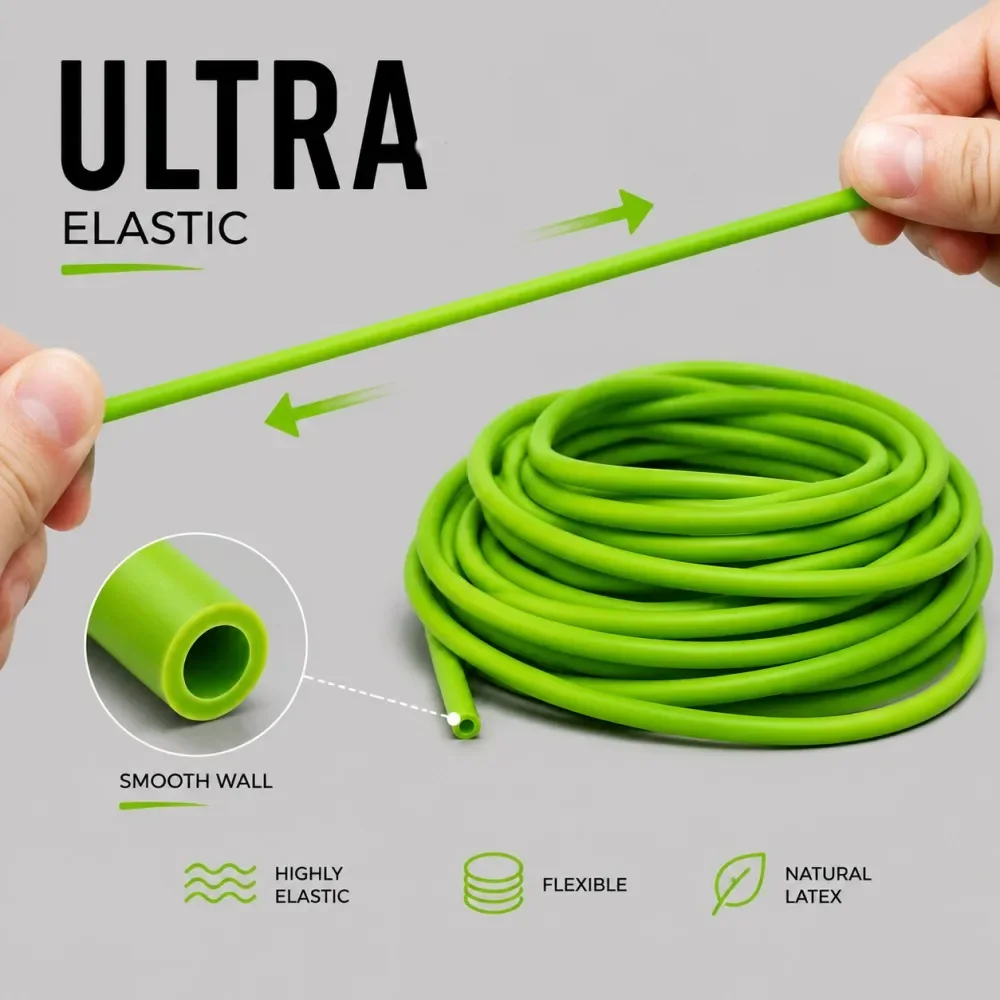 Natural Rubber Stretch Tubing Bright Green Latex Pipe ID 1mm-8mm Latex Rubber Tube Gym Resistance Band Slingshot Catapult DIY