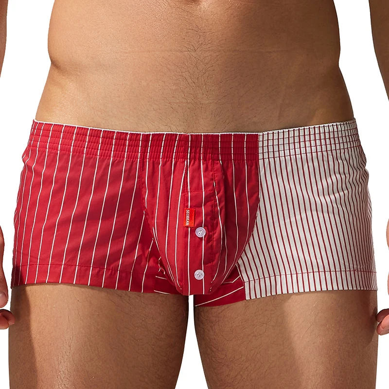 Men's Underwear, Aro Pants, Pajamas, Home Wear, Pure Cotton Stripes, Contrasting Color, Low Waist, Sexy Casual Square Shorts