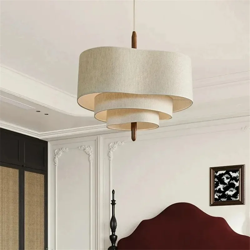 French Chandelier Led multilayer Cloth Lamp Living Room dining room lighting Kitchen hotel Island bedroom wabi sabi lighting