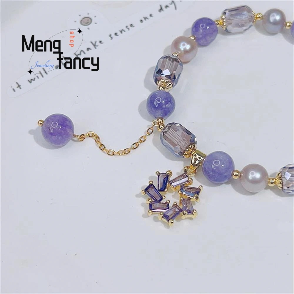 Natural Amethyst Pearl Bracelet Female Simple Light Luxury Wind Turbine Pendant Fashion Jewelry Popular High-grade Holiday Gifts