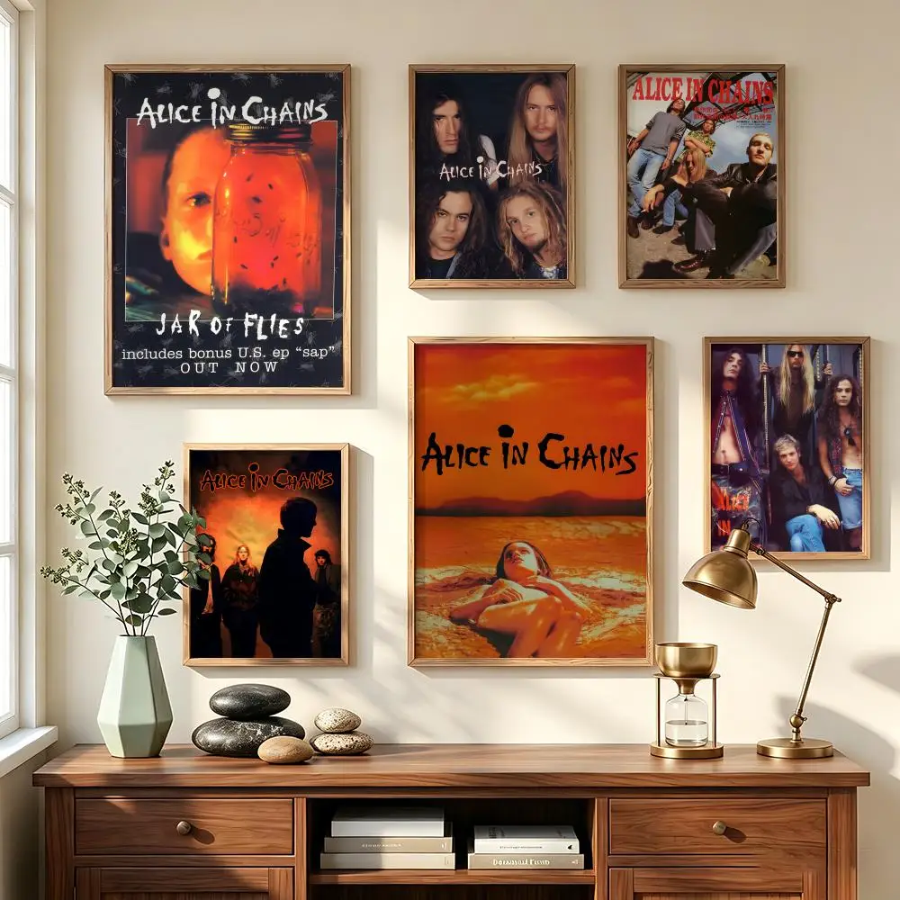 Retro Music Alice In Chains Painting Calligraphy Poster art art suitable for living room bedroom bar parlor home