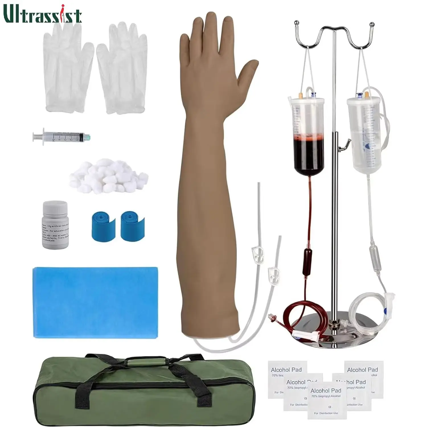 Ultrassist Phlebotomy Practice Arm Kit Dark Skin IV Injection palpation Simulated Vein Fake Blood for Student Nurse Training