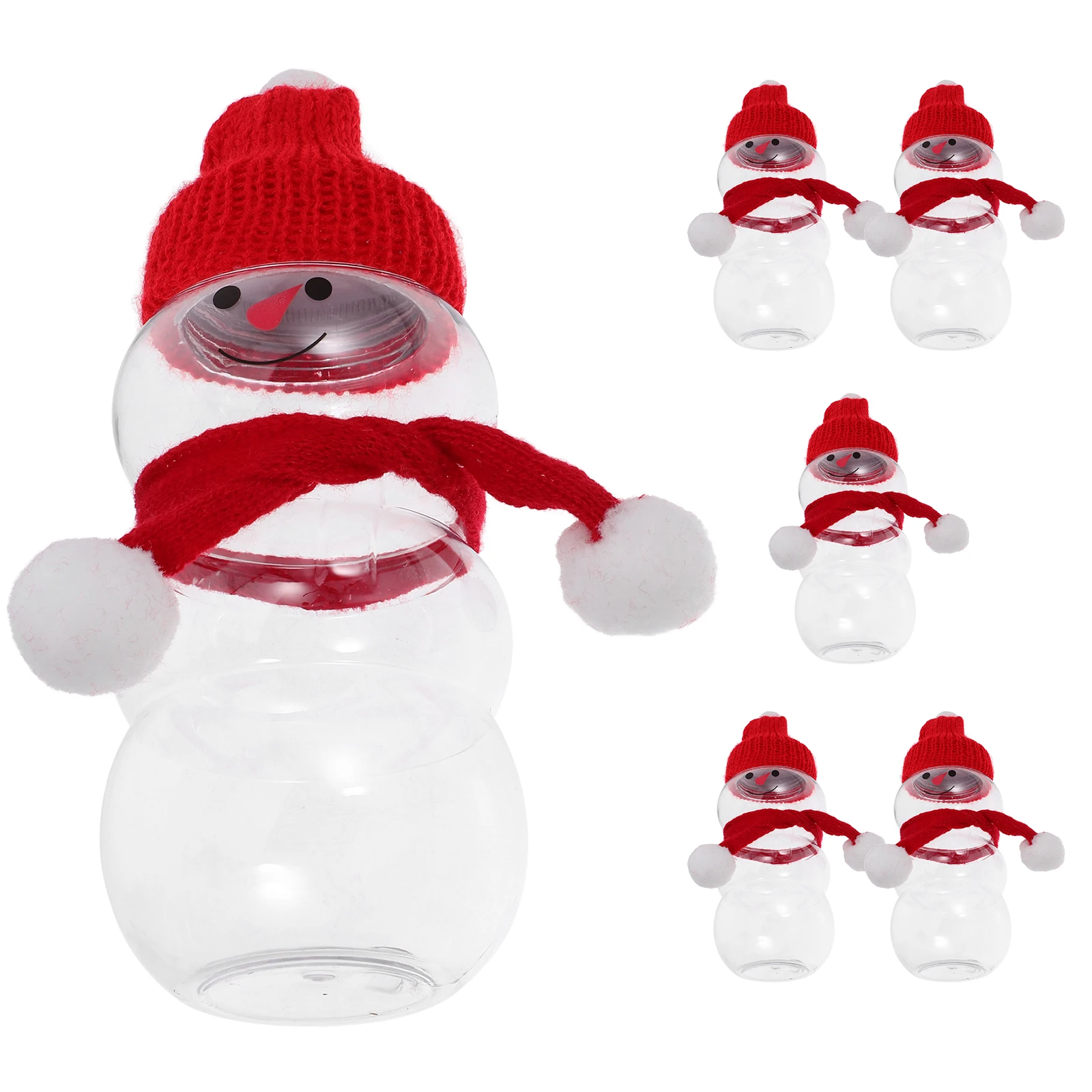 

6 set Snowman Shaped Beverage Bottles for Christmas Party Favor Empty Juice Containers Storing Water Milk Beer Candy Portable
