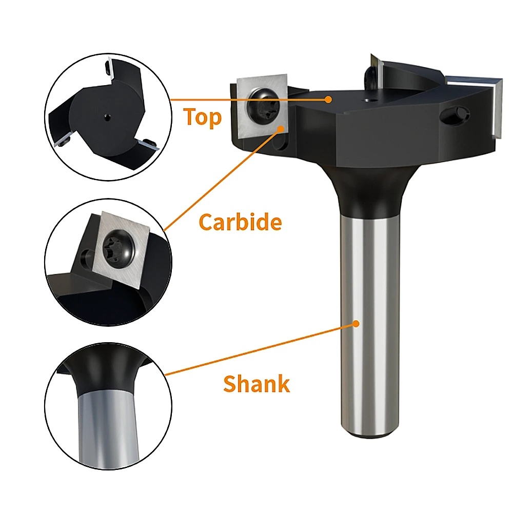Imagem -03 - Cnc Surfacing Router Bit para Madeira Spoilboard Estilo Inserção Fresa de Face End tipo Plaina Slotting Bit 12 12.7 mm 1pc