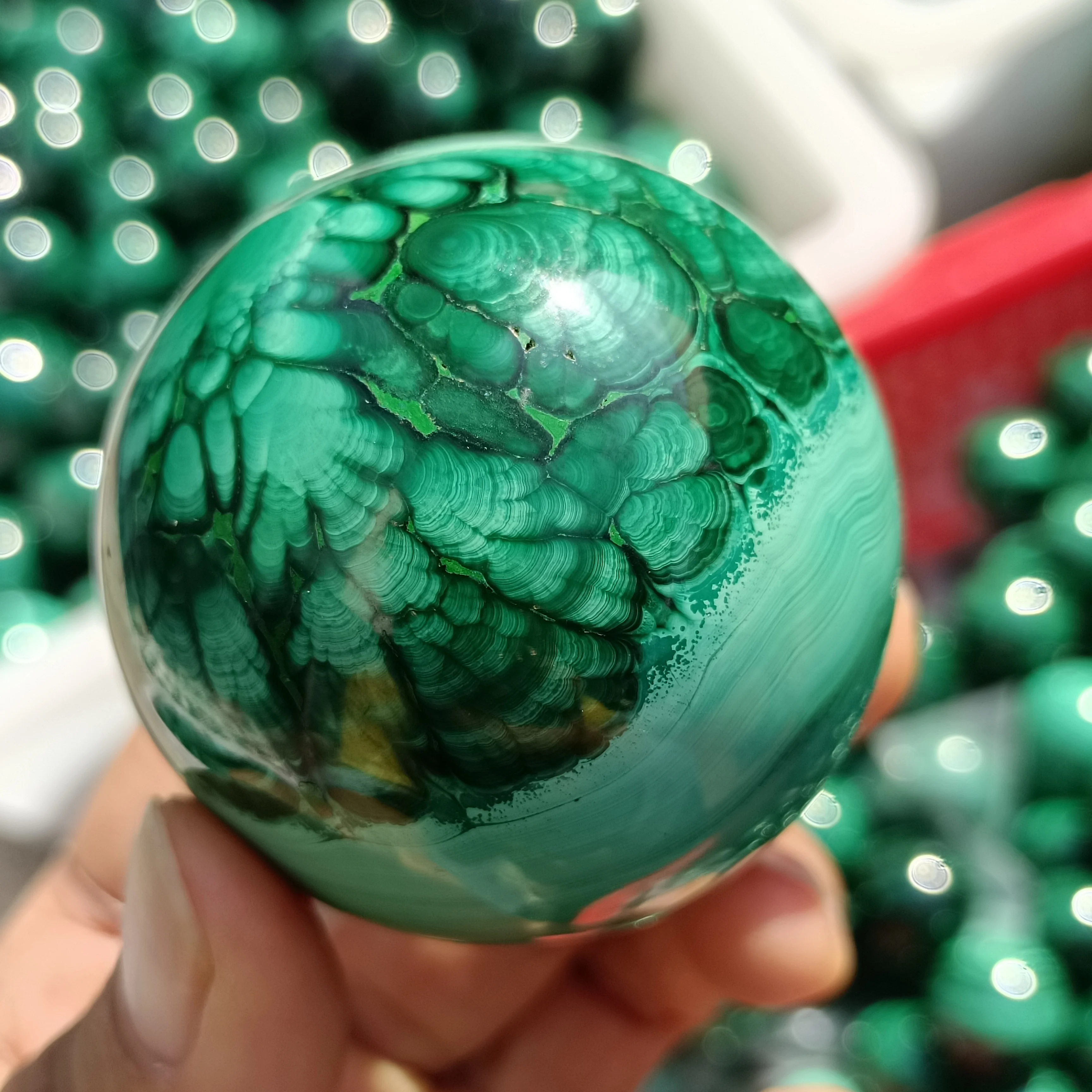 Natural Green Malachite Ball, Quartz Crystal Ore Ball, Mineral Reiki Healing, Wealth, Energy Crystal Ball