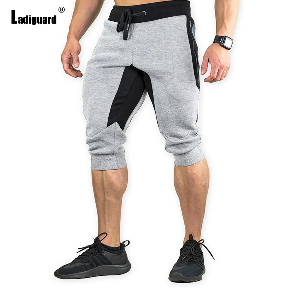 

Ladiguard 2024 New Patchwork Sweatpants Men Fashion Calf-Length Trouser Plus Size Mens Stand Pockets Casual Drawstring Pants