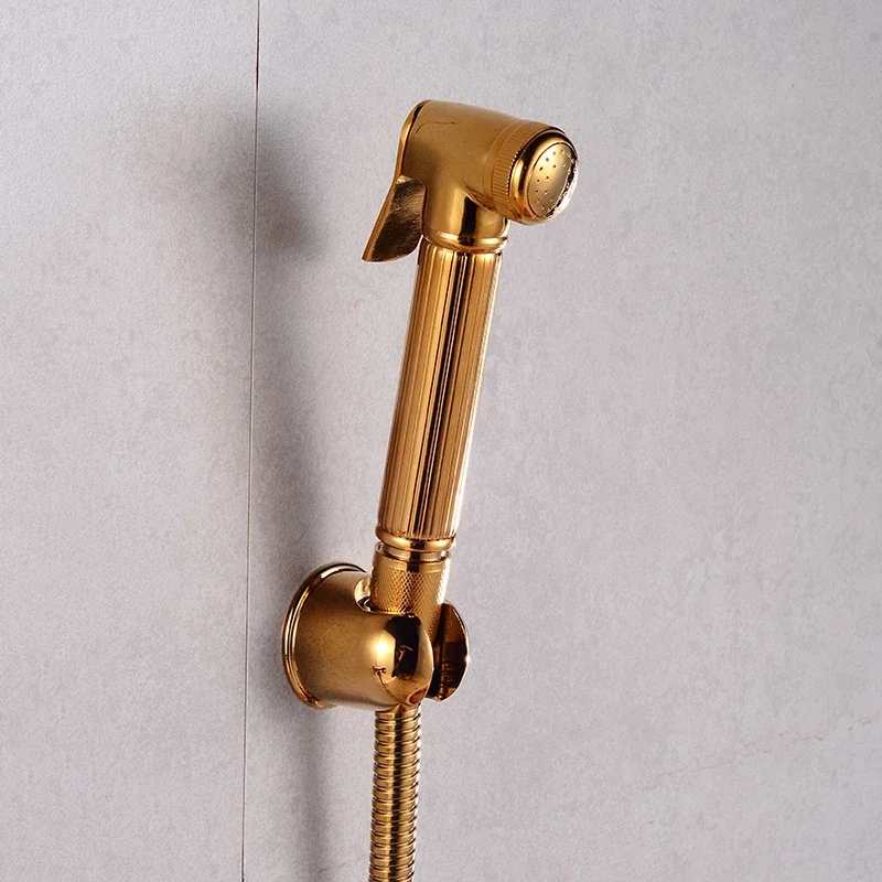 Bidet Faucet Hand Held Bidet Sprayer DoucheToilet Kit Gold Brass Shattaf Shower Head Copper Valve Set Jet Bidet Faucet Set