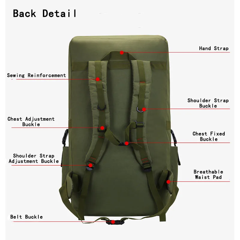 WINCENT Large Capacity Outdoor Travel Backpack Male 120L Army Fan Rucksack New Tactical Camouflage Sports Mountaineering Bag
