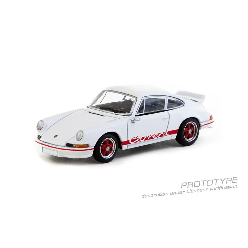 PreSale TW 1:64 Porsche 911 Carrera RS 2.7 Lightweight White Red Diecast Car Model Collection Miniature Toy Tarmac Works