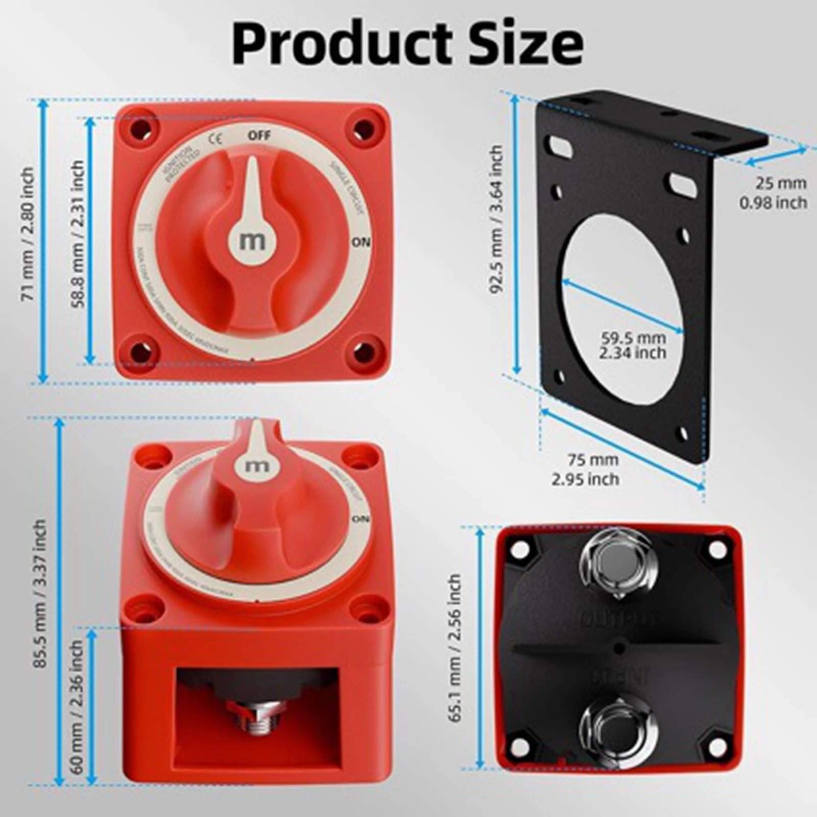 Marine Battery Disconnect  12-48V Heavy Duty Battery Power Cut Off  On Off for Boat RV Car Truck