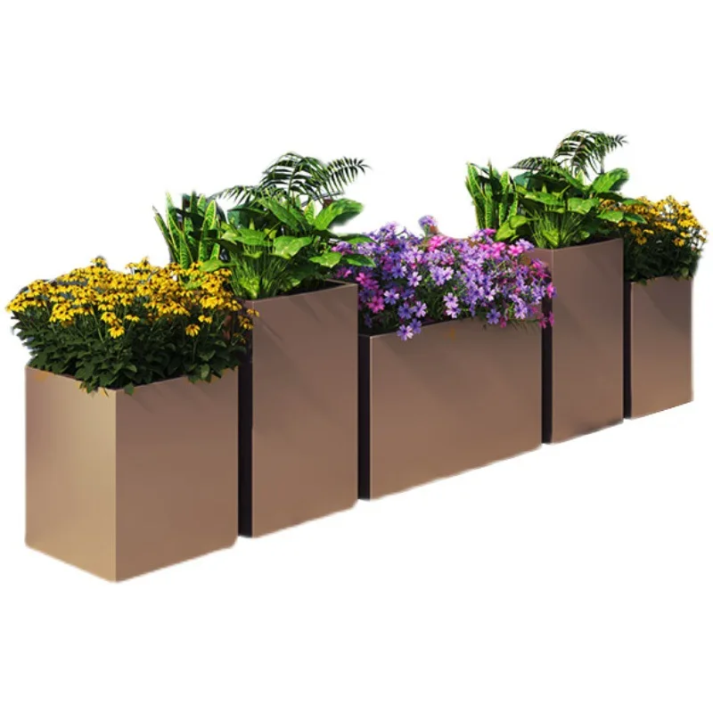

Stainless steel flower box outdoor flower bed green plant box