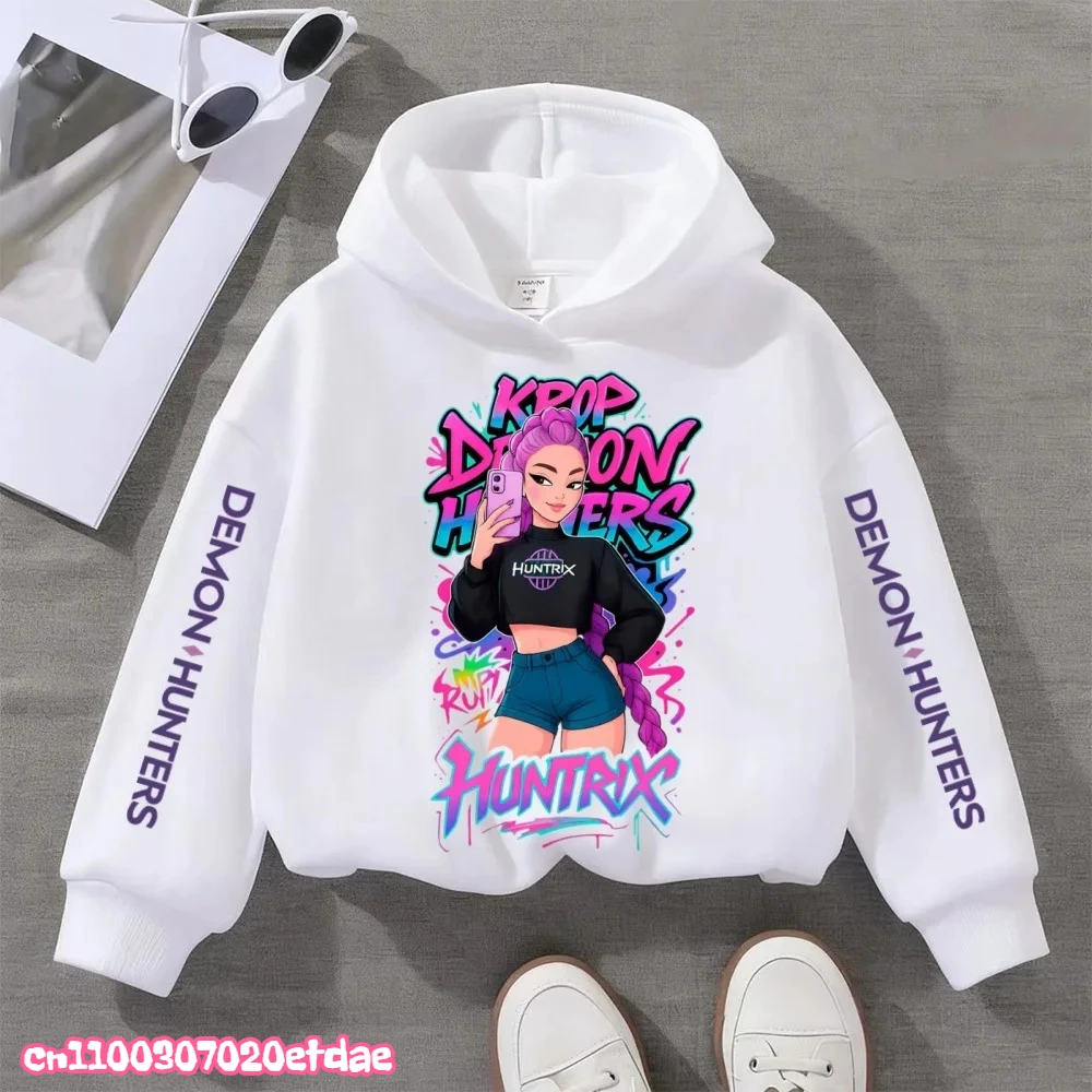 2025 فيلم KPop شيطان الصيادين الكرتون الفتيات الفتيان هوديس الأطفال الكورية موجة طباعة موضة بلايز عادية ملابس الفتيات عادية