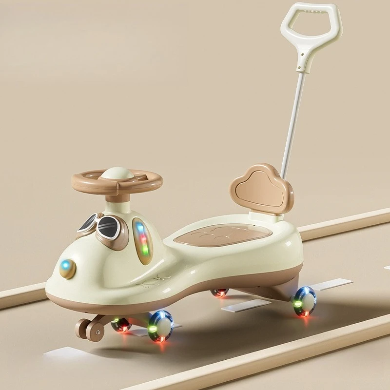 ‌Toddler Baby Wiggle Ride-On Cart 1-3Y: Flash Wheels Safety Rocker Storage Bin 360° Steering Smooth Handle - Early Learning Toy‌