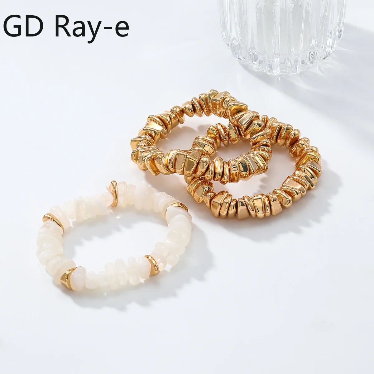 غير النظامية ثلاث طبقات الاكريليك الخرز الربط سوار للنساء خمر بيان الذهبي CCB مجوهرات عطلة هدايا الحفلات #1