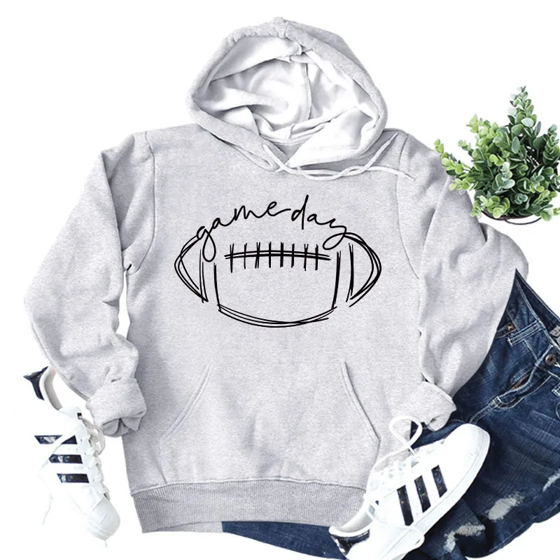 Game Day Rugby Alphabet Hoodie Autumn Winter Long Sleeve Women\'s Hoodie  Kawaii  Gothic  Streetwear Women